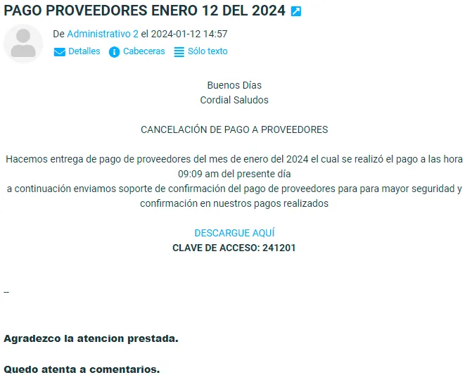 Correos engano