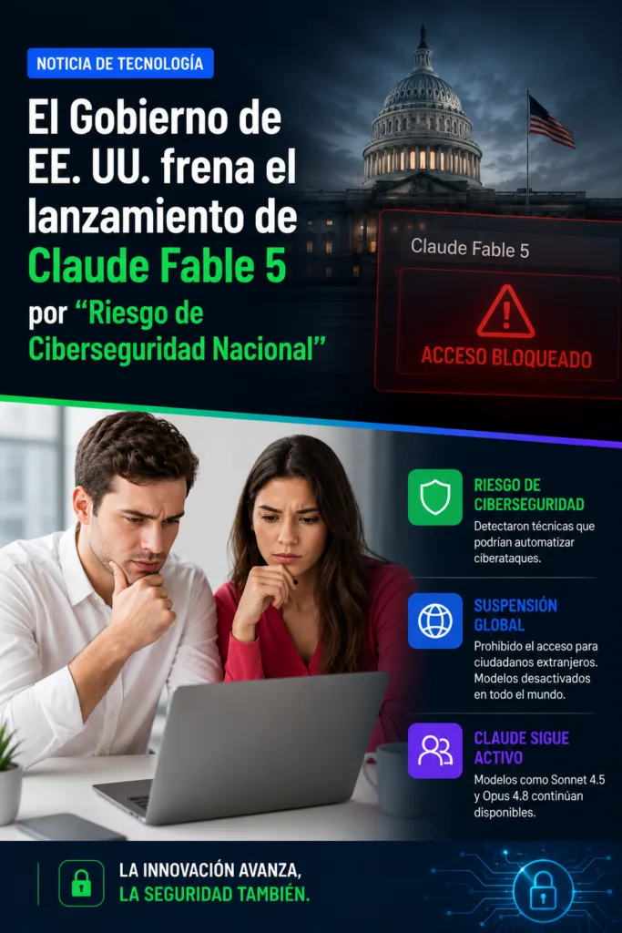El Gobierno de EE. UU. frena el lanzamiento de Claude Fable 5 por «Riesgo de Ciberseguridad Nacional»