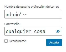 ejemplo de inyection SQL