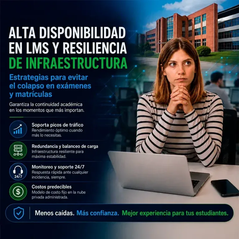 Alta Disponibilidad en LMS: Cómo evitar caídas del sistema durante exámenes y periodos de matrícula