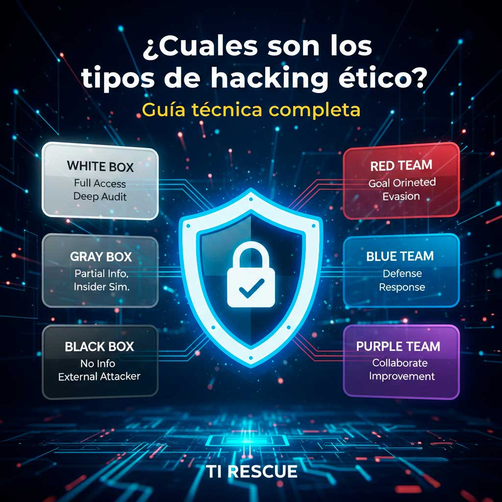 ¿Cuáles son los cinco tipos de hacking ético?